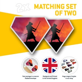 2 x Diamond Stickers 7.5 cm - Black Samurai Warrior Sunset Laptop Tablet Luggage Scrapbook #14204