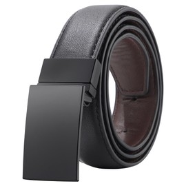 Kajeer 2-in-1 Reversible Children's Belt for Boys PU Leather Belt with Metal Buckle for School Uniform & Leisure Youth & Toddler Black & Brown, Black Buckle (Black + Coffee)