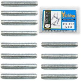 12pcs Silver Zinc Fully All Threaded Rod Carbon Steel Long Thread Screw 5/16x2" for Furniture Garden Railing Mounting Assembly Fastening Steel Frame Connection Full Thread Rod for Furniture