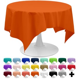 PARTY ULYJA Orange Tablecloths Plastic 3 Pack Premium 84 Inches Disposable Table Covers Decorative Table Cloths for Round Dinning Kitchen Tables