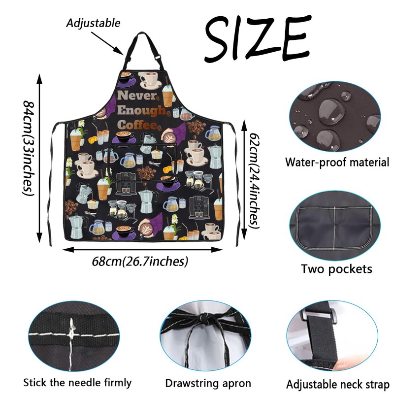 WSNANG Barista Apron Never Enough Coffee Adjustable Aprons for Chef