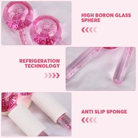 mizikuu Ice Globes für Gesicht, 2 Stück Facial Ice Globes für Gesicht, Hals & Augen, Eiskugeln für die Gesichtsmassage, Strafft Haut, Reduziert Schwellungen & Augenringe, Verbessert Durchblutung, Rosa