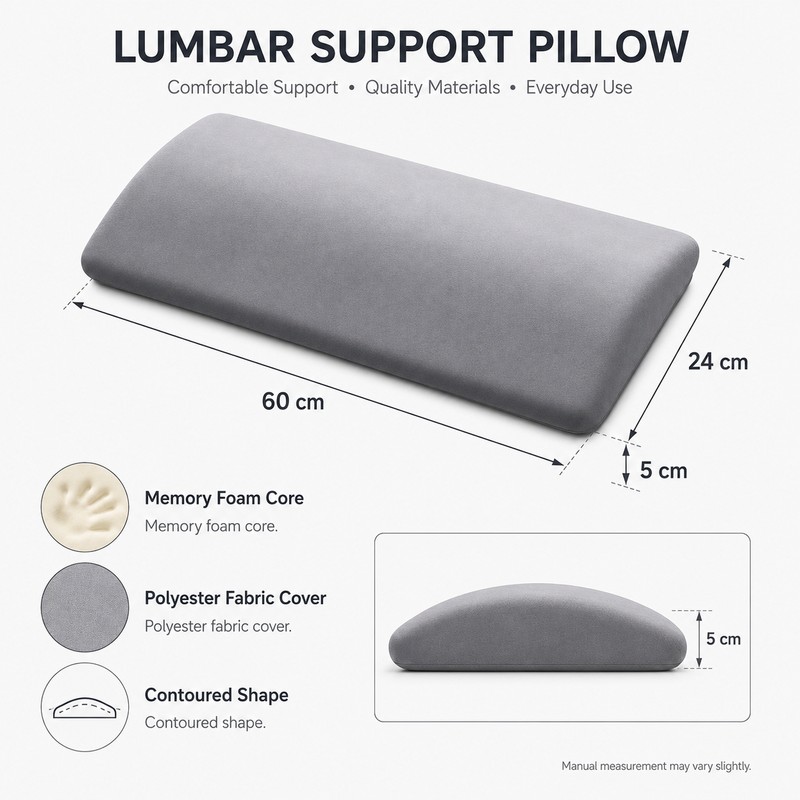 Lumbar Support Pillow for Sleeping – Memory Foam Waist Cushion
