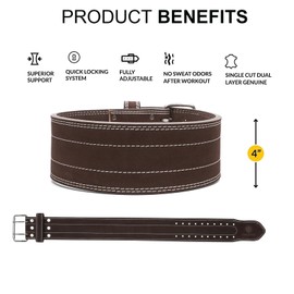 Men & Women Weight Lifting Belt, 100% Genuine Leather Weightlifting Belt, Comfortable Squat Belt, Deadlift Belt or Powerlifting Belt, Workout Belt for Strength Training