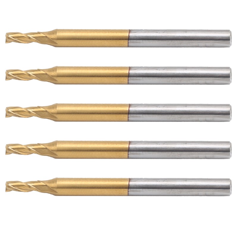 5Pcs 3Flute Flat End Milling Cutter Round Shank TiPlated Accessories