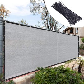 Royal Shade Custom Size 5' x 15' Grey Fence Privacy Screen Windscreen Cover Netting Mesh Fabric Cloth - Cable Zip Ties Included (We Make Custom Size)