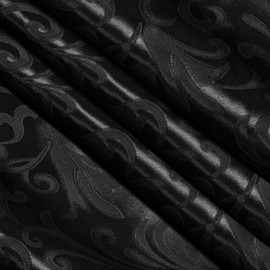 VACVELT Damask Jacquard Satin Fabric by The Yard, 60 Inch Wide Black Satin Fabric Shiny Cloth Fabric, Silky Brocade Fabric for Bridal Dress, Wedding Decorations, Crafts, Sewing, Draping (1 Yard)