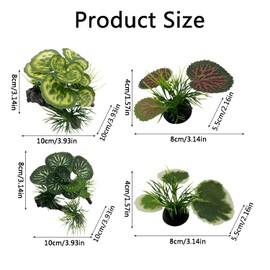 MEISO 4 Pezzi Piante Finte per Acquario - Piante Ornamentali in Plastica, Decorazione per Pesci Rossi, Casa e l'Ufficio