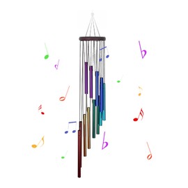 Garden Ornaments Wind Chimes， windchimes for garden，Colorful Aluminum Tubes Wind Chimes with 12 Aluminum Tubes， for Home, Yard, Garden, Indoor Outdoor Hanging Decor