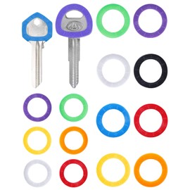 Uniclife - Juego de 28 tapas redondas para llaves en 9 colores surtidos de 1 pulgada y 1.2 pulgadas, etiquetas de identificación de llave de plástico para llaves planas redondas estándar y llaves cuadradas de oficina de rombo más grandes