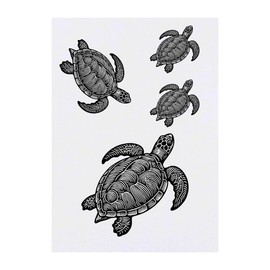 4 x 'Swimming Turtle' Temporary Tattoos - Water Resistant, Skin-Safe, Non-Toxic Transfers, Mixed Sizes (TO00074058)