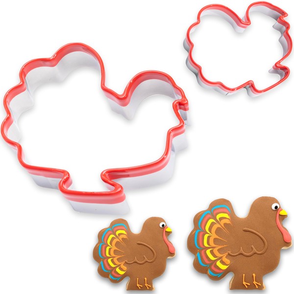 COOKIEQUE 2Pcs Turkey Cookie Cutters 4.5" 3.5", Food-Grade Stainless Steel
