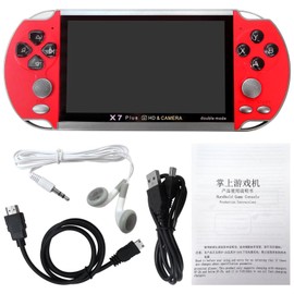 Upgraded New 128Bit Built-in 1000 Games Retro Portable Mini Handheld Video Game Console 8-Bit 5.1 Inch 128Bit Color LCD Kids Color Game Player (Red)
