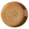 Round Rattan Tray, Hand Woven Serving Tray with Handles, Wicker