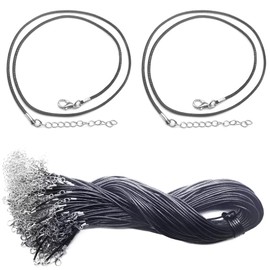 Yosawa 100-Pieces Black Necklace Cord ，1.5mm Waxed Necklace Chain with Lobster Claw Clasp for Jewelry Necklace Bracelet Making Supplies （XLK)