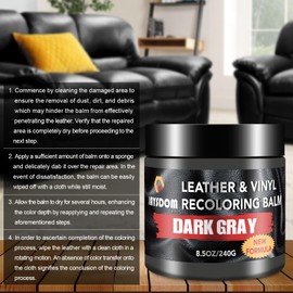 Leather Recoloring Balm, Leather Repair Kit, Leather Dye, Leather Color Restorer, Leather Scratch Remover, Leather Couch Paint, Repair, Leather Scratch Repair, Leather Restorer(Dark Gray with Oil)