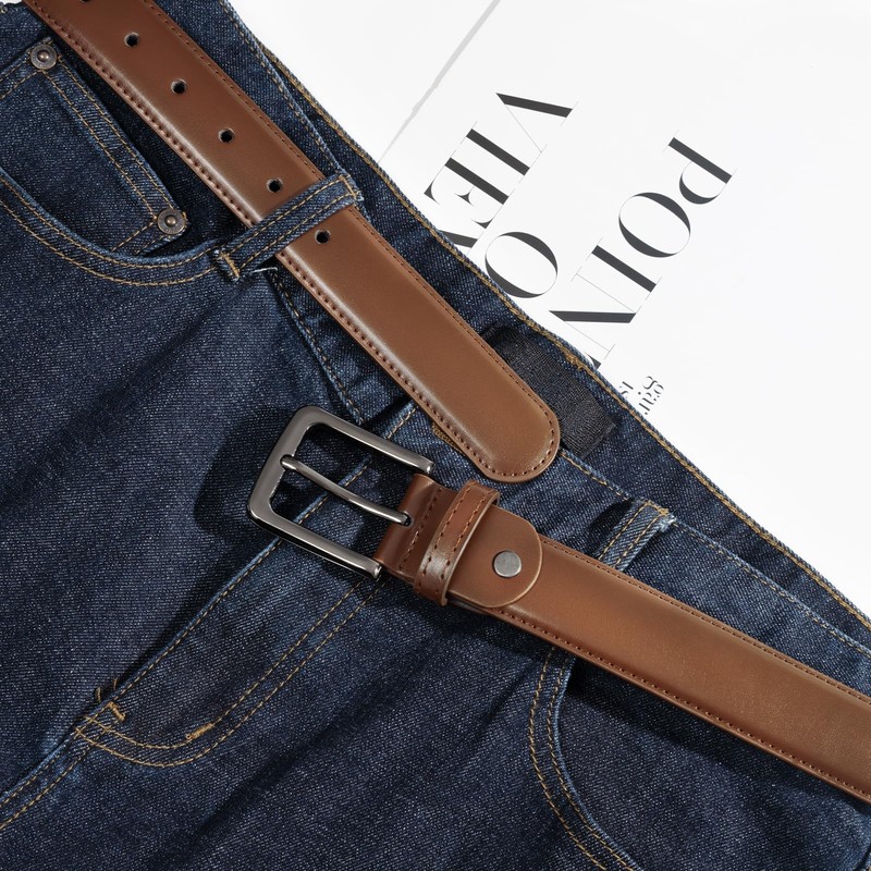 maikun Brown Leather Men's Belt, Belts for Men for office