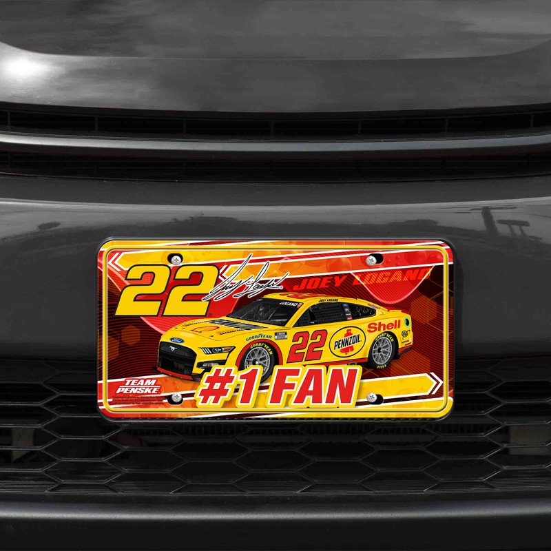 Rico Industries NASCAR Joey Logano #22#1 Fan Metal Auto Tag