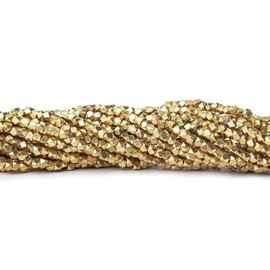 Beads of Cambay | 2mm Brass Faceted Nugget Beads | Jewelry Making Supplies | for Bracelet Necklace Earrings Anklet | DIY Charms | 8 inch 100 Pieces