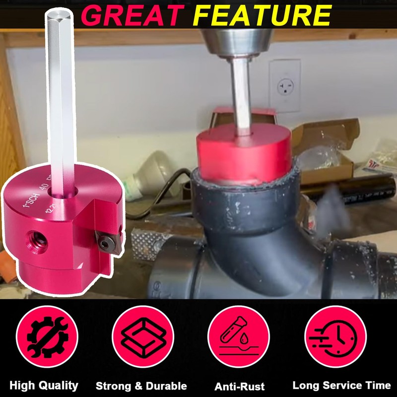 PPR100 PVC Pipe Reamer 1-Inch Head with 1/4-Inch Hex Shaft