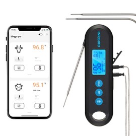 INKBIRD Instant Read Meat Thermometer Digital for Cooking with Dual Probes, 328FT Waterproof Bluetooth BBQ Meat Thermometer, Rechargeable Grill Thermometer with Temperature Alarms, Graph, Calibration