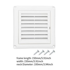 Dryer Vent Cover for Exterior Wall with Screen and 4 Screws for Airflow, 4 inch Opening