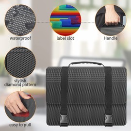 Expanding File Organiser Box Files Folders with Handle,25 Pockets Portable Filing Folder,Concertina Files and Folders for Paperwork A4,Expandable Paper Bill Document Organiser,Colourful Tabs,Diamond