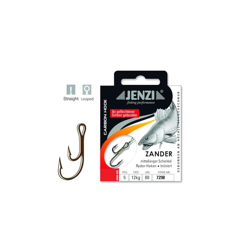 Set of 2 packs of Jenzi tied zander hooks Ryder