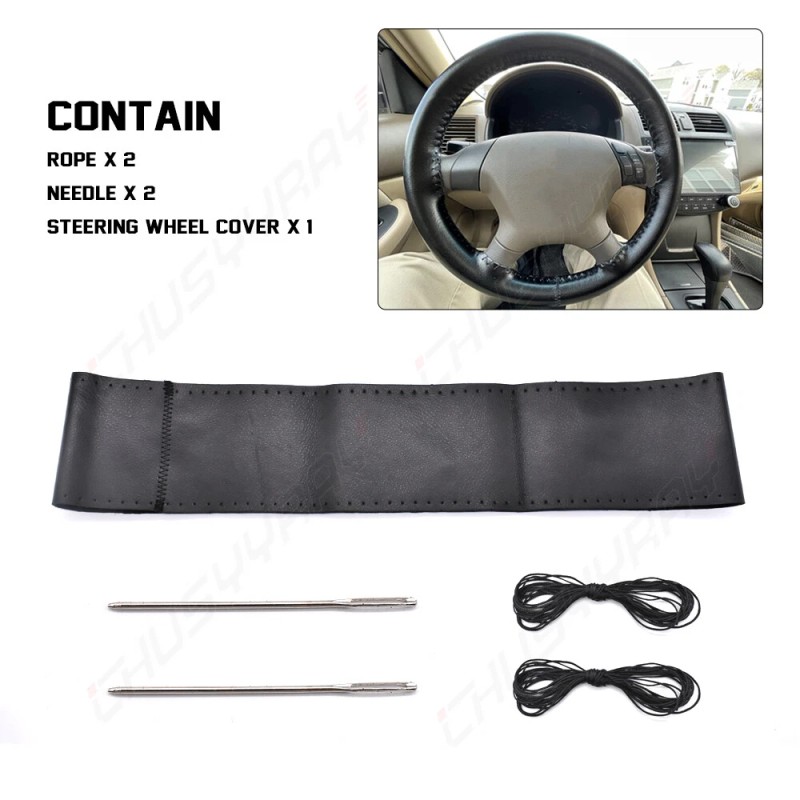 CHUSYYRAY 15" Steering Wheel Cover Genuine Leather for Chevy Suburban