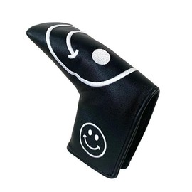 Putter Cover Headcover for Odyssey 2 Ball Magnetic Fit Scotty Cameron Odyssey Pin Type Center Shaft Mallet Smile Black Yellow White (Black, Pin Type)