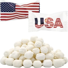 The Dreidel Company Patriotic Flag USA Buttermints, 4th of July, Mint Candies, After Dinner Mints, Butter Mint Candy, Fat-Free, Kosher Certified, Party Decorations, Individually Wrapped (55 Pieces)