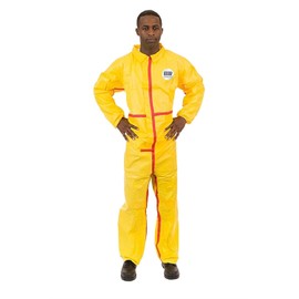 CHEMSPLASH 1 Chemical Splash Taped Seams Protection Suit (Yellow) for Hazmat, Paint, and Light Duty Chemicals (2XL, Elastic Wrist & Ankle) (Case of 6)