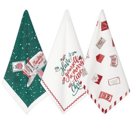 Folkulture Christmas Kitchen Towels Set of 3 for Kitchen Decorations, 26x20 Boho Red Dish Towels, Christmas Tea Towels Green, Cotton Decorative Hand Towel, Farmhouse Dishcloths Gifts for Women, Xmas