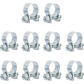 LonESA 10-Pack Heavy-Duty Zinc-Plated Mini Hose Clamps, 24-26mm – Ideal for Fuel Injection Systems, Hydraulic Lines & More
