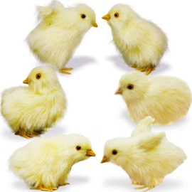 GMOZAN 6pcs Realistic Fake Easter Chicks Decor,Chirping Baby Chicks,Fake Chicken Figurine Easter Photo Props Photography,Easter Decorations for The Home