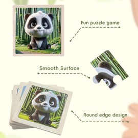 TUNJILOOL Children's Puzzle from 3 4 5 6 Years, 8 x 6 Pieces Puzzle Children & Wooden Puzzle, Preschool Educational Toy, Gifts for Children for Boys and Girls (Wild Animals)