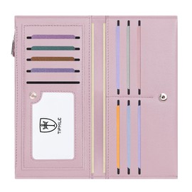 Tipmile Ultra Slim Wallet for Women Bifold Leather RFID Blocking Credit Card Holder Ladies Womens Wallet with Zip Pocket