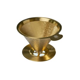 ATHIA GOLDEN DRIPPER, STAINLESS STEEL COFFEE FILTER, PAPERLESS FILTER, REUSABLE COFFEE FILTER, COMPATIBLE WITH MSOT COFFEE MAKERS (Golden, Flower Carving)
