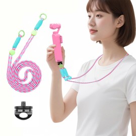 DJI Pocket 3 Neck Strap for DJI Pocket 3/Osmo Action 5 Pro/Action 4/Gopro Series/GO 3S/GO 3/Ace Pro 2/Ace Pro/ 3/INSTA360 X4 X3 X2 Neck Strap Anti-lost Necklace (Dopamin Color)