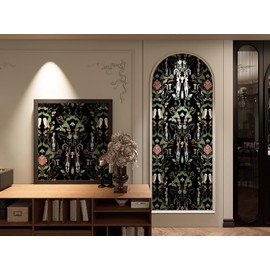 zoé&yifan Peel and Stick Wallpaper Floral Botanical William Morris Black Wallpaper 17.7" X 118.1" Renter Friendly for Cabinet Kitchen Bedroom Waterproof Removable Self Adhesive