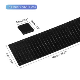 uxcell 7320 Pcs 5 x 5mm Disco Ball Tiles, Black Self-Adhesive Glass Mirror Mosaic Tiles for DIY Craft Decoration, Mini Tiles Stickers