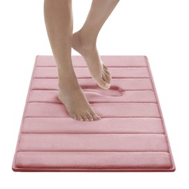 MICRODRY Quick Dry Memory Foam Luxury CoreTex Bath Mat Rug with, GripTex Skid Resistant Base, Ultra Absorbent, Comfort Soft, Easy Care, Fade & Pilling Resistant (Rose, 17x24)