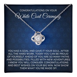 To My Daughter Necklace, White Coat Ceremony Gift, Doctor Graduation Necklace Gift For Daughter, Future Doctor Jewelry For Women, Graduation Gift For Good Doctors (Standard Box, 18k Yellow Gold)