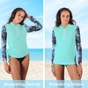 DUONITITI Women Plus Size Printed Swimsuit Long Sleeve Zip Rash