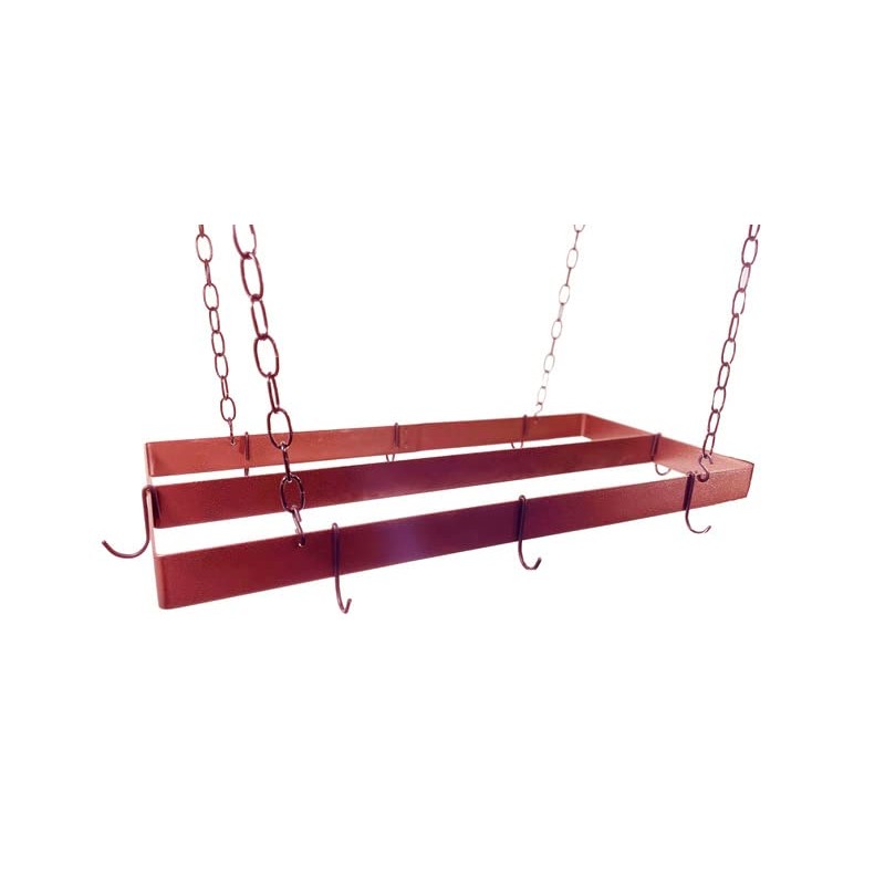 Rogar Hammered Copper Rectangular Pot Rack with Centerbar