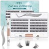 SISILILY Lash Extension Kit-Individual Lashes with Bond and Seal-120 Clusters DIY Fluffy False Eyelashes with Eyelash Glue and Tweezers C D Curl 10/12/14/15/16mm（DM01-mix)