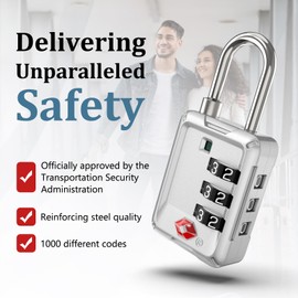 Joyway Luggage Locks TSA Approved, Travel Lock with Zinc Alloy Body, Open Alert, Easy Read Dials, for Travel Suitcase, Bag, Backpack, Tent, Fence, Lockers