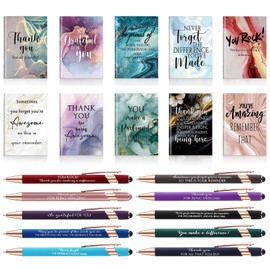 Thank You Gift, 10Sets Teacher Gifts Thank You Gifts for Women Employee Colleague Appreciation Gifts Notebook and Pen Set,Inspirational Gifts for Women Notepad and Pen Gift Set Thank You Teacher Gifts