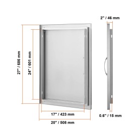 Single Outdoor Kitchen Stainless Steel Flush Mount Door 20W X 27H Inch BBQ Access Door Vertical Door Handle Wall BBQ Accessoriessize: Size 20 x 27 inches