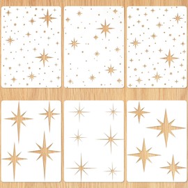 6pcs Star Stencils, Shining Star Template for Painting Reusable Large Starburst Stencil for Painting Twinkle Star Stencils Drawing Stencils for Painting on Wall Door Wood Decoration Craft Making